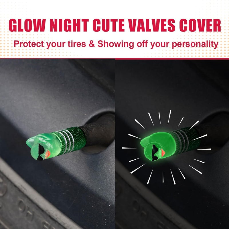 Rislobx 4Pcs Tire Valve Stem Cap Cover for Car SUV Truck, Valve Cover with Funny Duck Sunglasses, Decorative Tire Valve Caps Wheel Accessories (Green Sunglasses Duck) - Image 4